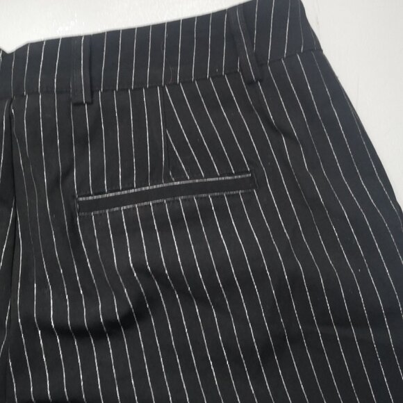 NWT Cleo Petite Ladies Size 10P Black w/ Silver Stripes Wide Leg Pants - Picture 10 of 13